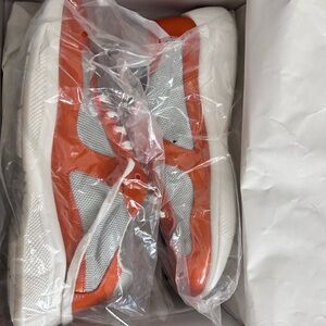 Orange and White Athletic Sneakers